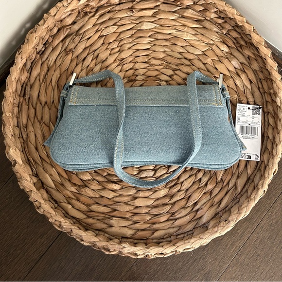 NWT Mango Denim Shoulder Bag with Crystal Buckle - Picture 12 of 12